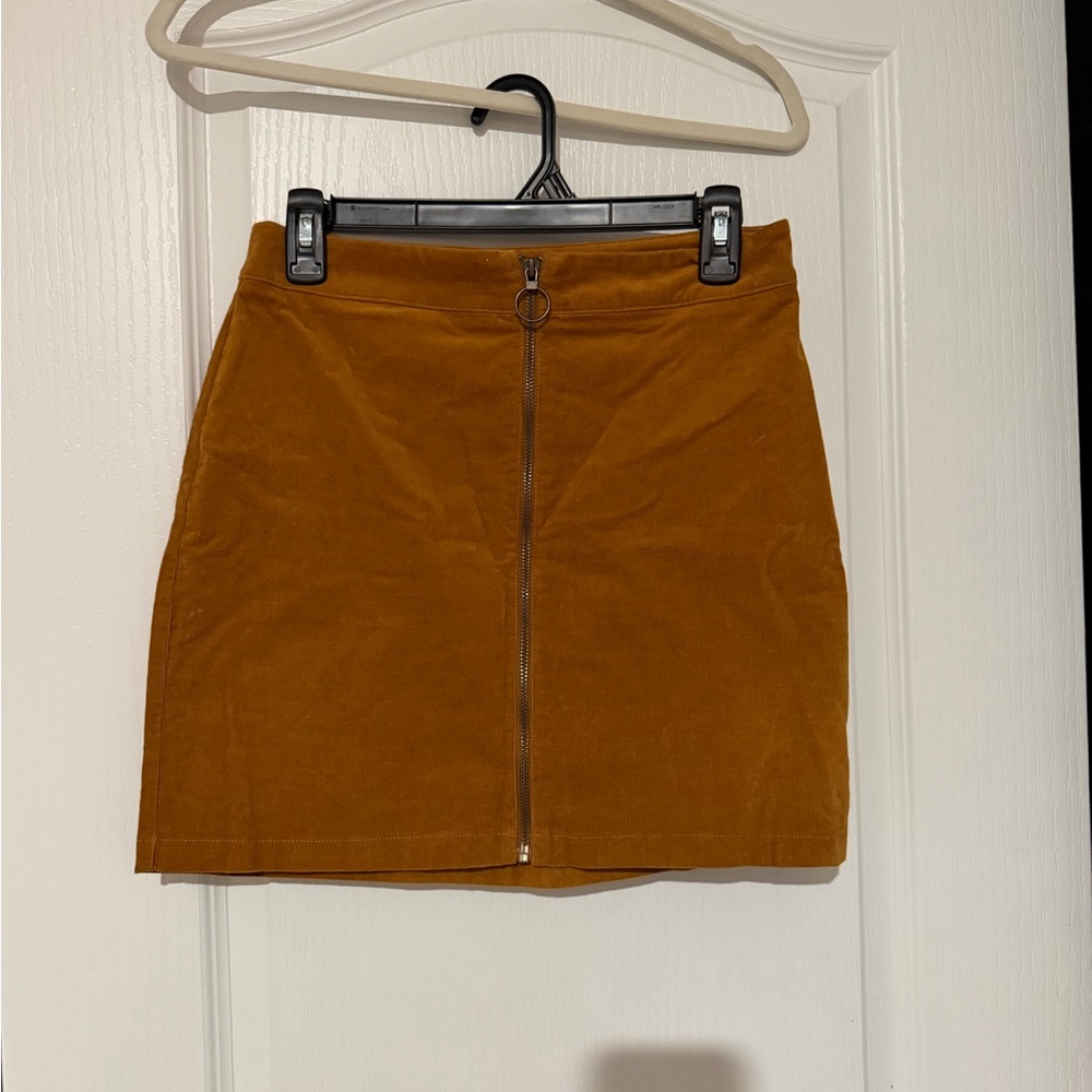 Forever 21 Rust-Orange Corduroy Zip-Front Mini Skirt
